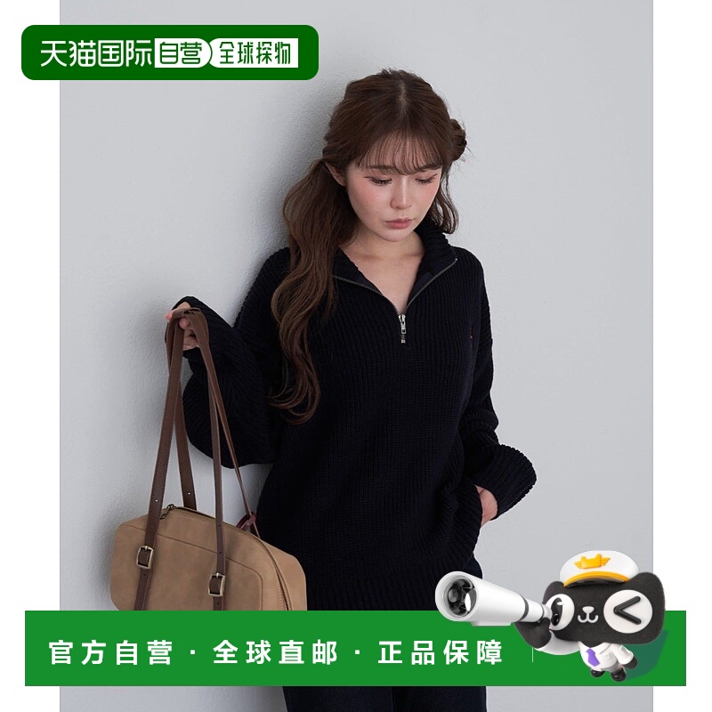 1h可退 日本直邮Ray Cassin 女装 半拉链 胸前刺绣针织衫 RCN1052