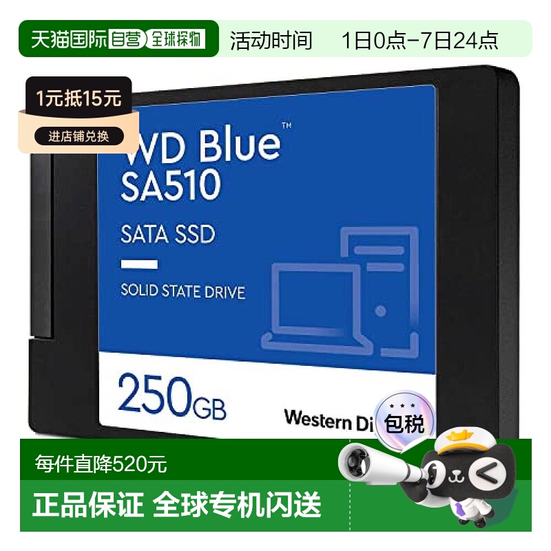 【日本直邮】西部数据内置SSD固态硬盘250GB WD Blue SA510 2.5英