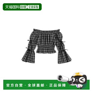 日本直邮日潮 GRL2Way 格纹图案 蝴蝶结衬衫gn539露肩泡泡袖