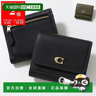 女士皮革双折钱包带金属标志 CAO13 小号翻B Mila 日本直邮COACH