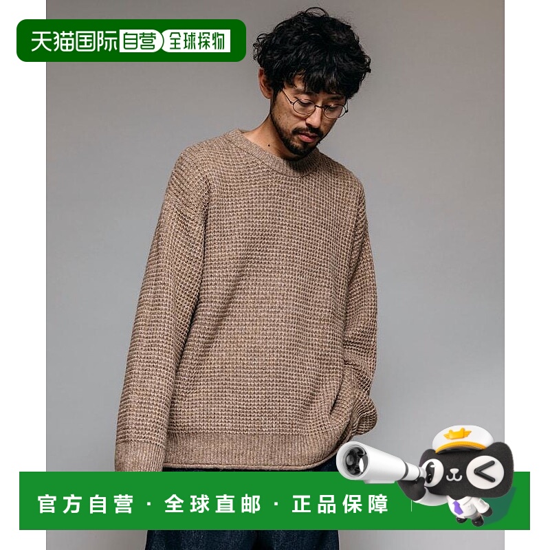 1h可退 日本直邮Firsthand男装宽松羊毛混纺华夫格圆领针织衫 333