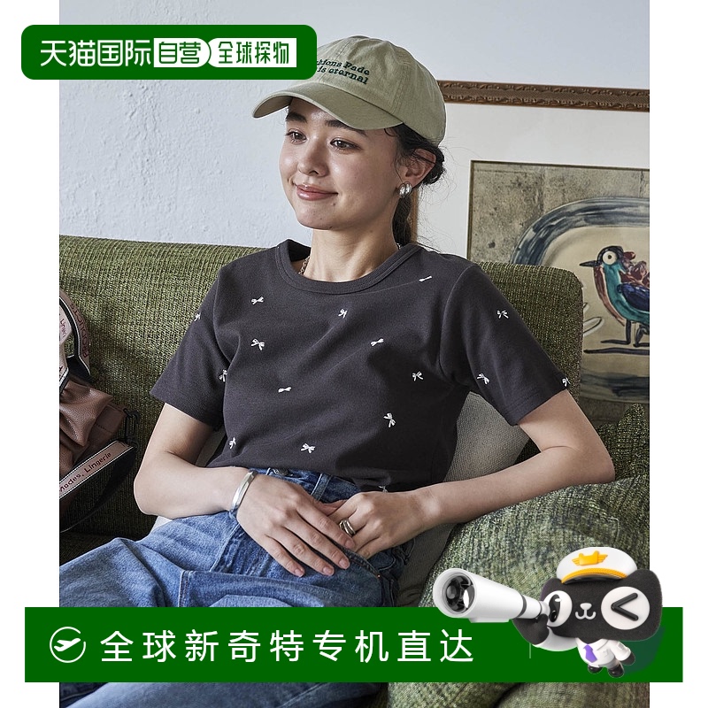 1h可退 日本直邮FREAK'S STORE 女士迷你蝴蝶结刺绣短袖T恤 11212