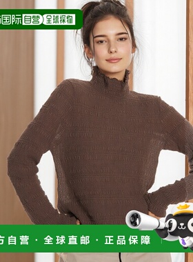 日本直邮日潮 GRL 抽褶透视高领半高领女装上衣 YZ635