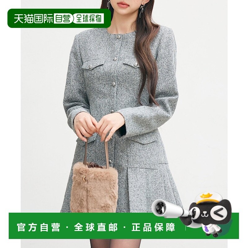 1h可退 日本直邮SAISON DE PAPILLON 女装低腰迷你褶皱粗花呢连衣