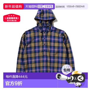 1h可退 日本直邮BEAMS男士宽松版型原创面料反射条纹连帽衬衫 111