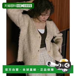 开衫 女士长毛绒V领宽松长袖 30001627羊毛 MOCA 日本直邮select