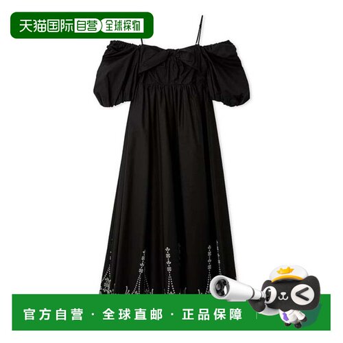 日本直邮3way puff sleeve embroidery dress black 连衣裙