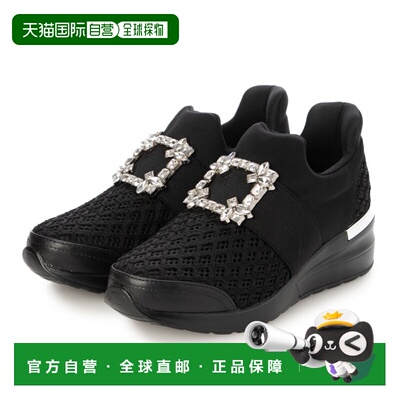 日本直邮EVOL IZ5892 轻便方形宝石跟运动鞋（黑色）-易于穿脱舒