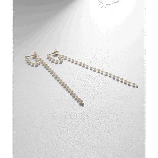 日潮跑腿COCOSHNIK 珍珠链长圈耳环 00耳夹长耳环耳骨夹流苏