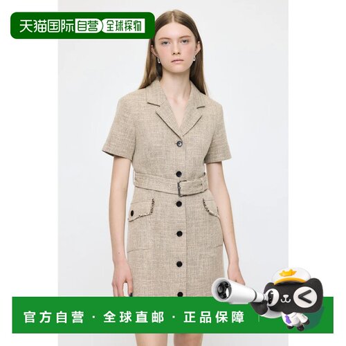 日本直邮MOUSSY 粗花呢迷你连衣裙米色