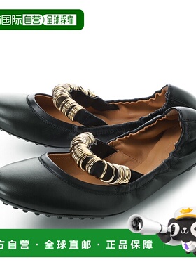 日本直邮Tod's BALLERINA DEE FASCIA ANELLI 黑色褶皱高跟鞋玛丽
