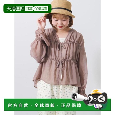 日本直邮Samansa Mos2 透视抽褶蝴蝶结女衬衫通勤