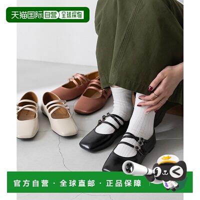 日本直邮Menue 方形鞋头玛丽珍女鞋 3连饰带款 ME8623BW003050