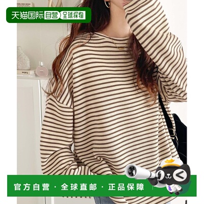 1h可退 日本直邮Classical Elf 女士条纹侧开衩长袖T恤 ce1020150