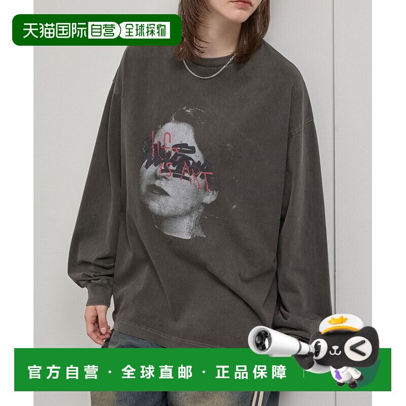 日本直邮Alfred Alex 男女同款 复古做旧面部图案长袖T恤 AAls113图片