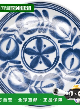 【日本直邮】波佐见烧现代蓝中盘 花纹微北欧风 73508瓷器