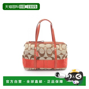 日本直邮中古Coach蔻驰女包A级95新Handbag手包帆布手提包浅褐色