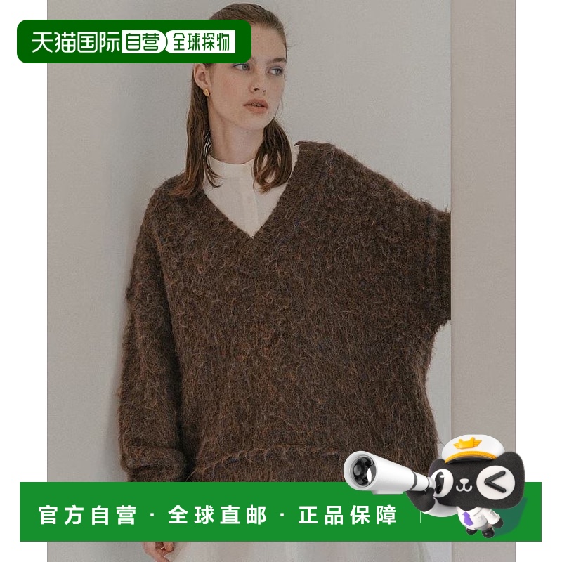 日本直邮CREDONA特别定制款V领毛绒宽松针织衫 女士秋冬新品 温柔