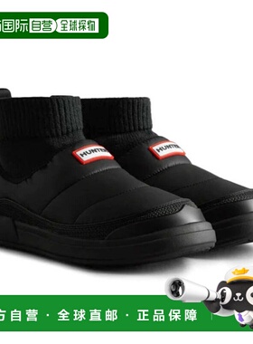 日本直邮Hunter 女士针织袖口拖鞋靴 WFS2265REN-BLK 休闲鞋 黑色