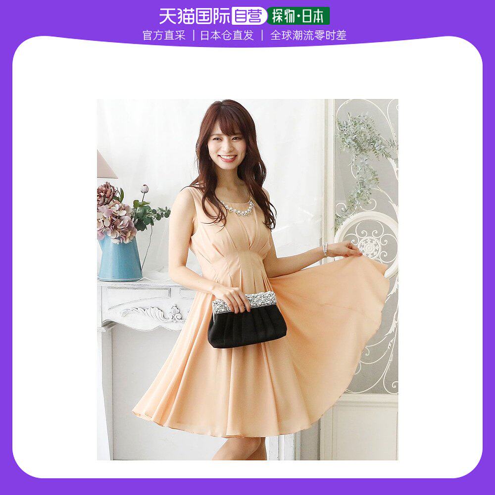 【日本直邮】PourVous Tuck 雪纺长裙/婚纱//仪式大码正式晚礼服