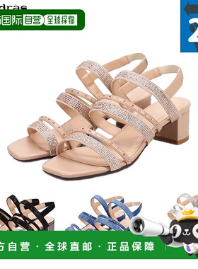 日本直邮MODELLO 女士 2E 系带凉鞋镶有水钻优雅细带休闲米色型号