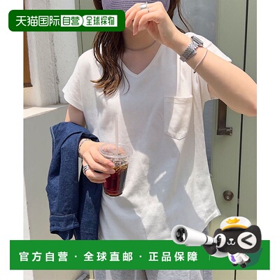 日本直邮KOBE LETTUCE 口袋V领T恤 防汗渍&防紫外线 [KO5653EW031