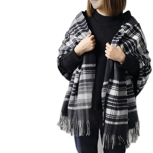 日本直邮Johnstons约翰斯顿羊绒格子呢披肩围巾WA000056高端时尚