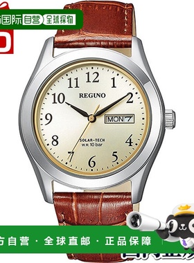 日本直邮KM1-211-30 CITIZEN REGUNO Solartech 棕色皮革男士手表