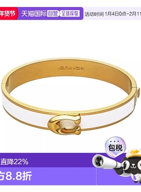 日本直邮 COACH蔻驰女士经典LOGO标志C字黑金色手镯礼物F67480