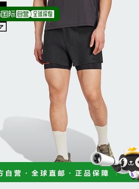 日本直邮 adidas 埃尔曼诺斯蝙蝠跑步2in1短裤 JM1211 黑色紧身裤