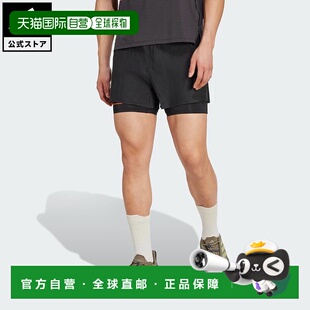 日本直邮 adidas 埃尔曼诺斯蝙蝠跑步2in1短裤 JM1211 黑色紧身裤