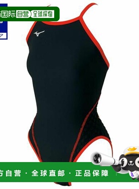 日本直邮 Mizuno 女士竞赛训练泳衣中腰款黑色×红色清仓款美津浓