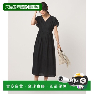 UNITED ARROWS green label relaxing 透明格纹法式袖连衣裙