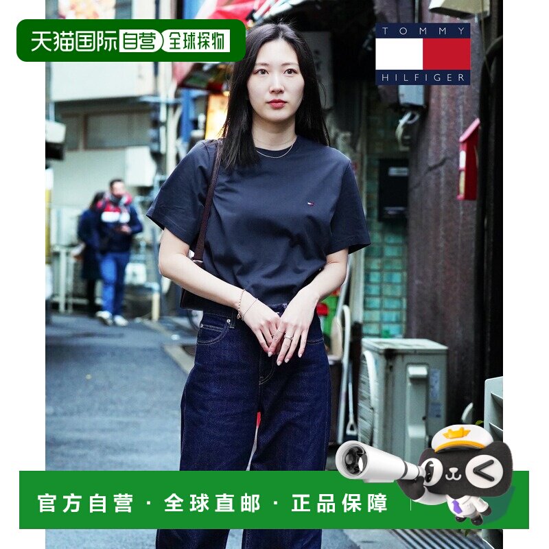 日本直邮TOMMY HILFIGER 女士短袖T恤 棉 V领/圆领 小Logo 单色图片