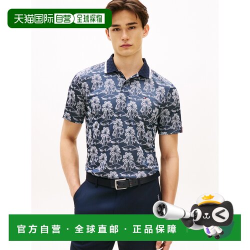 日本直邮tommy hilfiger 棕榈树提花短袖 Polo 衫上衣