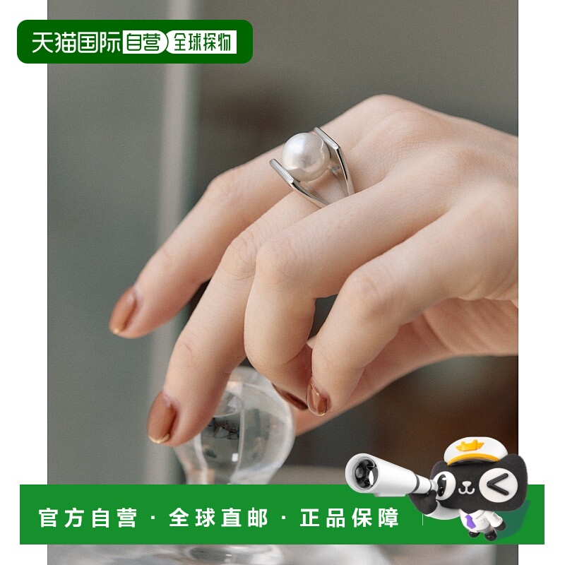 1h可退 日本直邮ear PAPILLONNER 女士 砂珍珠设计 宽版不锈钢戒