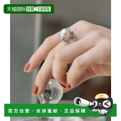 1h可退 日本直邮ear PAPILLONNER 女士 砂珍珠设计 宽版不锈钢戒