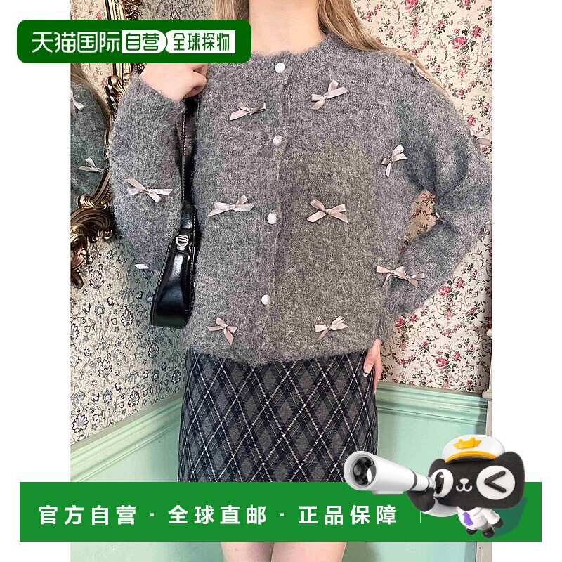 1h可退 日本直邮PHILLY 女装 仿羊羔绒迷你蝴蝶结针织上衣 半开衫