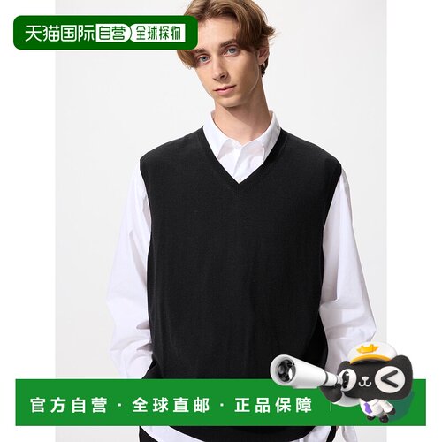 日本直邮UNIQLO男女同款V领毛衣马甲480258-09优衣库