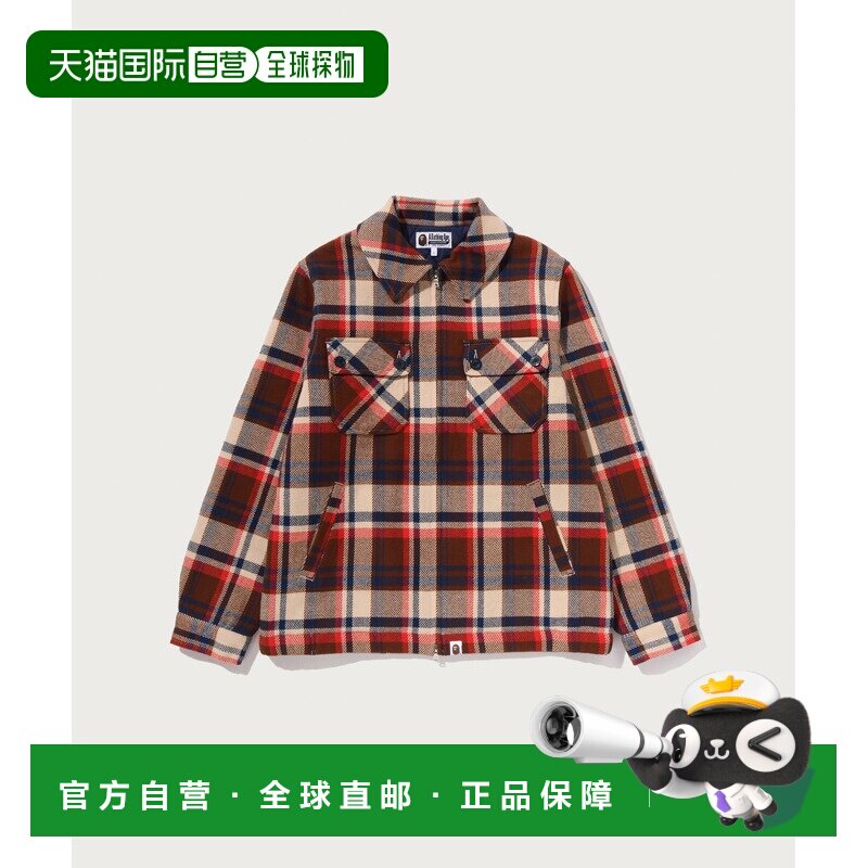 日本直邮A BATHING APE 男装 经典格纹CPO拉链夹【付后1h可退】