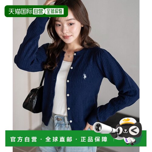 1h可退 日本直邮U.S. POLO ASSN. 女士宽松长袖针织开衫 半高领刺