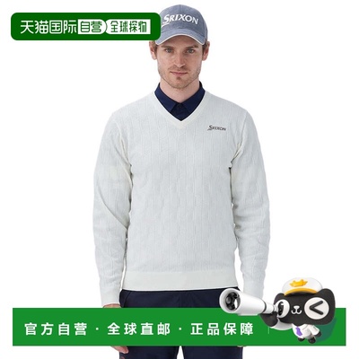 日本直邮SRIXON 男士波浪花纹V领针织衫 [RG4FST02M WH00] 针织衫