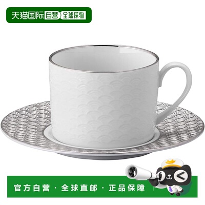 【日本直邮】山加商店 ODA POTTERY吉祥咖啡杯碟青海波银YMK172-2