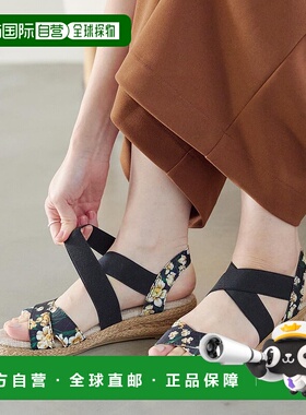 日本直邮KOBE LETTUCE 交叉橡胶低楔形凉鞋 KO5653BW02422