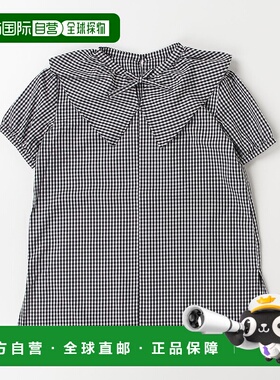 1h可退 日本直邮SHIPS儿童140～150cm春夏格纹短袖荷叶边衬衫 511