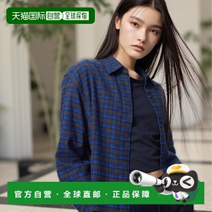 日潮跑腿UNIQLO优衣库 法兰绒宽松衬衫 65 BLUE WOMEN XS 479086