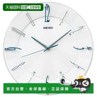 日本直邮SEIKO精工 KX214W白珍珠无线电电波遥控挂钟夜光精致简约