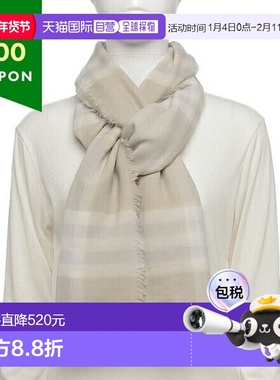 日本直邮Burberry 格纹围巾米色女士BURBERRY 8110469 A1481
