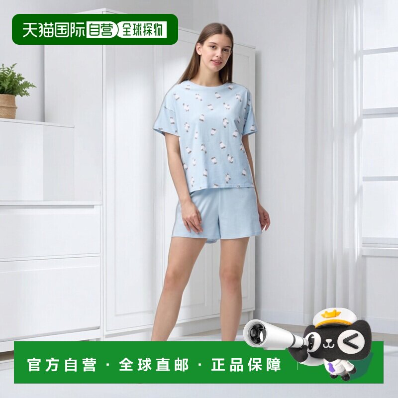 日本直邮GU 棉质彩色休闲套装(短袖)(猫咪)睡衣