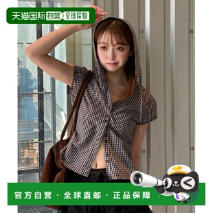 1h可退 日本直邮RAY CASSIN 女装 修身短款连帽衬衫 细格纹设计 R